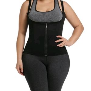 Black Waist Trainer Zip Up Hook Corset